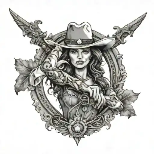 cowgirl tattoo arm sleeve tattoo design idea