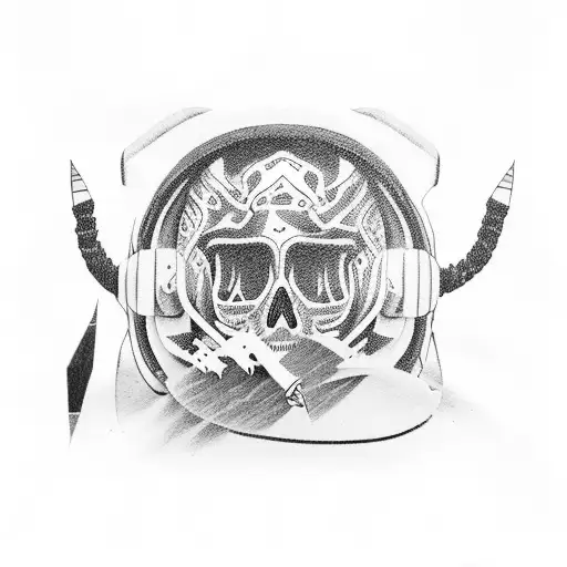 skul with snowboard gear on tattoo design idea