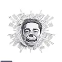 Money theme with references to Post Malone and Juice WRLD and a 999 inscription tattoo design idea