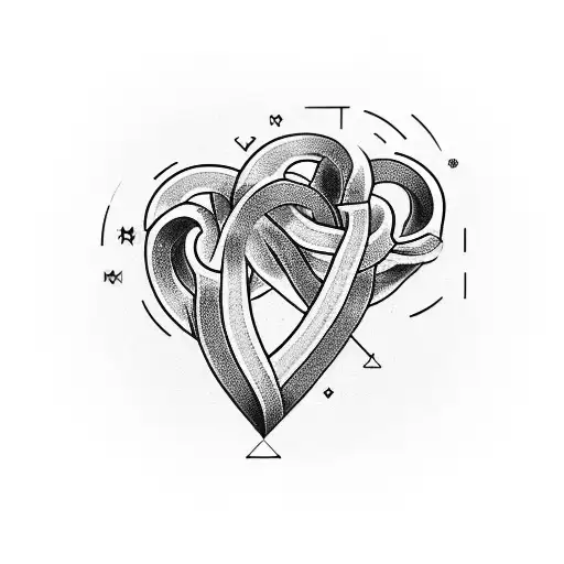 Two entwined hearts with initials of you and your husband tattoo design idea