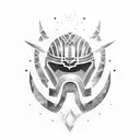 the shape separated of the following helmets spartan helmet, medieval helmet, samurai helmet, penacho azteca all of this tattoo design idea