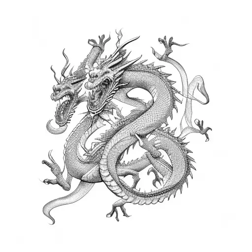 Three-headed dragon tattoo design idea