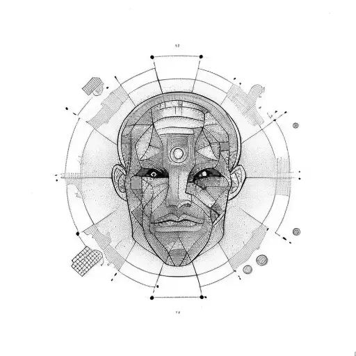 human mind mixed with matrix tattoo design idea