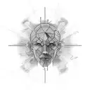 human mind mixed with matrix tattoo design idea