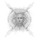 human mind mixed with matrix tattoo design idea