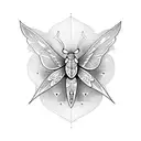 Create a neotraditional moth and dagger tattoo design. the dagger is  going through the moth in a symmetrical manner.  tattoo design idea