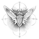 Create a neotraditional moth and dagger tattoo design. the dagger is  going through the moth in a symmetrical manner.  tattoo design idea