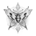 Create a neotraditional moth and dagger tattoo design. the dagger is  going through the moth in a symmetrical manner.  tattoo design idea