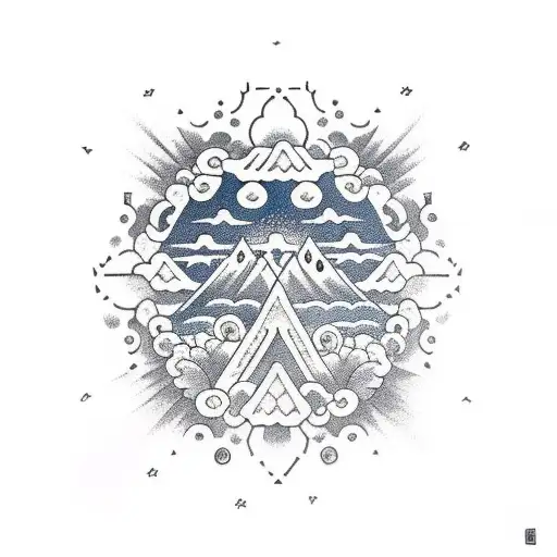 Ohana hawaiian theme with sky and ocean tattoo design idea