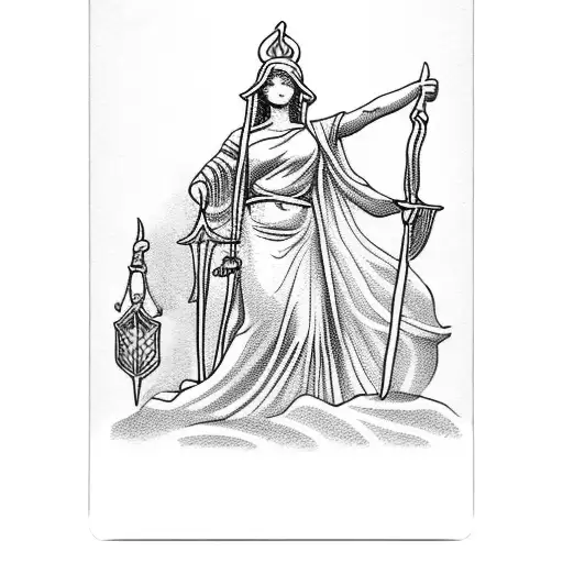 lady justice tarot card tattoo design idea
