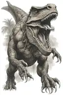 running trex roaring tattoo design idea