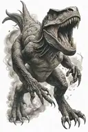 running trex roaring tattoo design idea