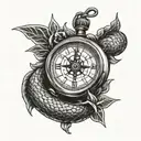compass clock snake tattoo tattoo design idea