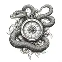 compass clock snake tattoo tattoo design idea