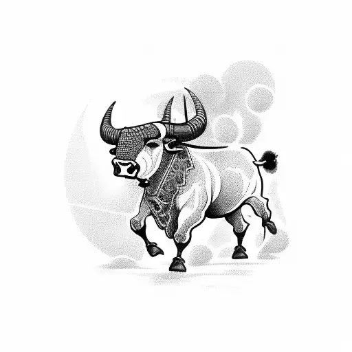 Spanish bull and matador in action tattoo design idea