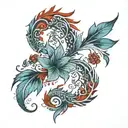 A blue and red color art on my spine on my back from neck to upper hip must be simple and elegant and thin not to big  tattoo design idea