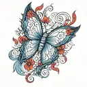 A blue and red color art on my spine on my back from neck to upper hip must be simple and elegant and thin not to big  tattoo design idea