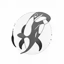 Orca making music tattoo design idea
