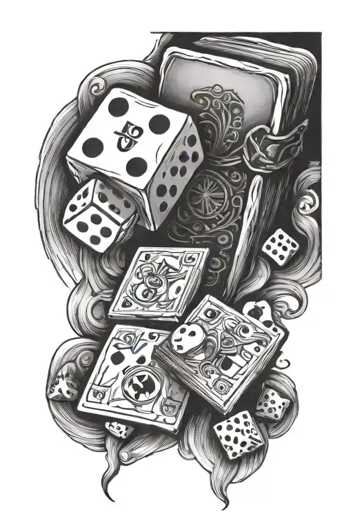 Bible and dice rolling tattoo design idea