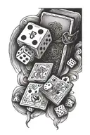 Bible and dice rolling tattoo design idea