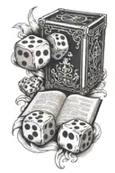 Bible and dice rolling tattoo design idea