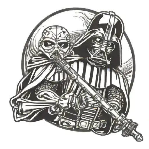 dart Vader holding a lightsaber tattoo design idea