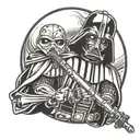 dart Vader holding a lightsaber tattoo design idea