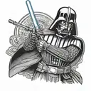 dart Vader holding a lightsaber tattoo design idea