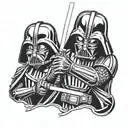 dart Vader holding a lightsaber tattoo design idea