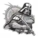 dart Vader holding a lightsaber tattoo design idea