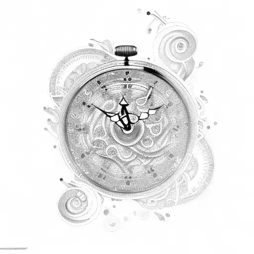 A stopwatch surrounded by a swirling pattern tattoo design idea