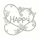 Happy name heart shape made tattoo design idea