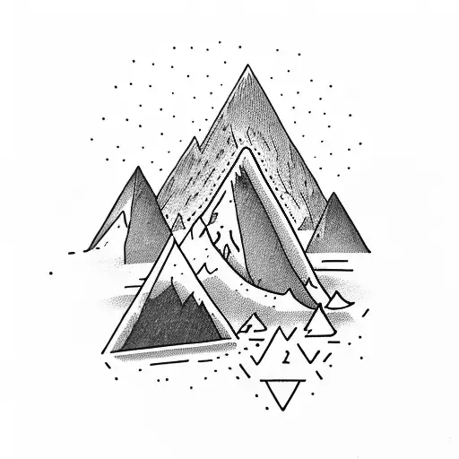 campfire with a mountain in a triangle tattoo design idea