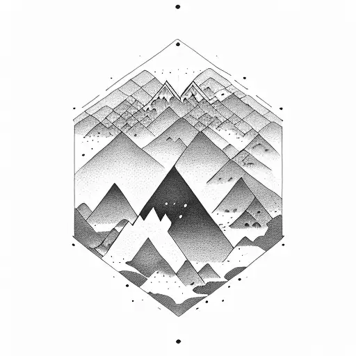mountain within or overlapping a small triangle  tattoo design idea