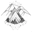 mountain within or overlapping a small triangle and a campfire tattoo design idea