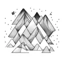 mountain within or overlapping a small triangle and a campfire tattoo design idea
