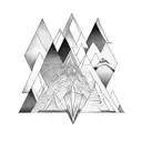 mountain within or overlapping a small triangle  tattoo design idea