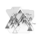 mountain within or overlapping a small triangle  tattoo design idea