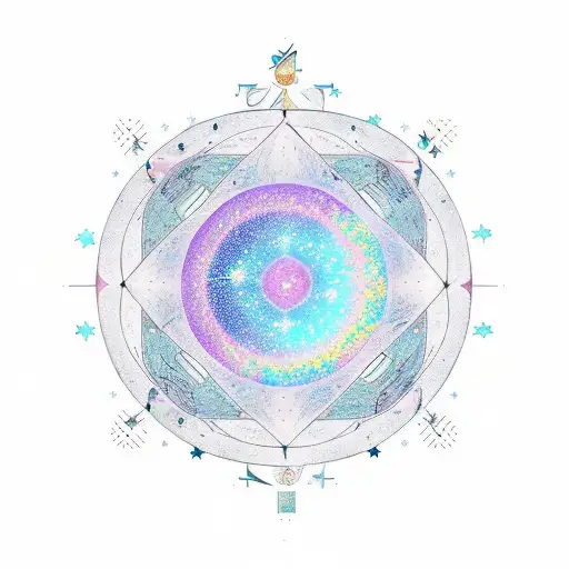 Create a celestial scene with Virgo and Taurus constellations intertwined tattoo design idea