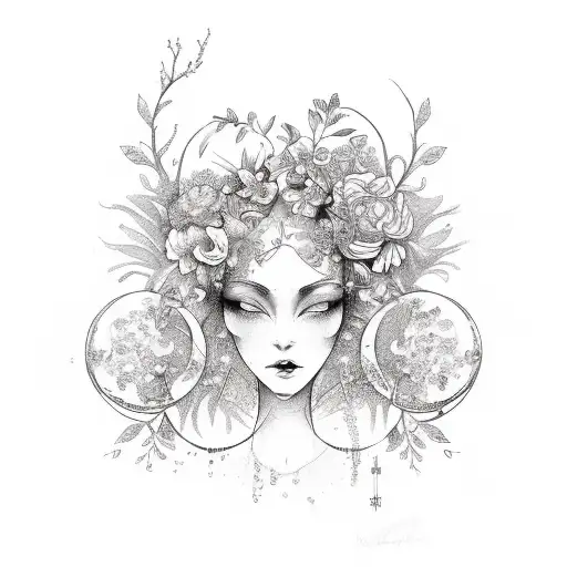 Virgo and Taurus symbols combined with floral elements for a feminine touch tattoo design idea