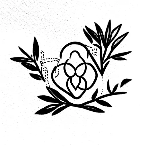 camarade objectif with olive tree inside  tattoo design idea