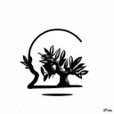 an olive tree with a view of a camera lens  tattoo design idea