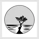 an olive tree with a view of a camera lens  tattoo design idea