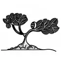 an olive tree with a view of a camera lens  tattoo design idea