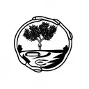 an olive tree with a view of a camera lens  tattoo design idea