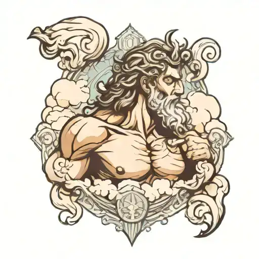 Atlas Greek Mythology with clouds tattoo design idea