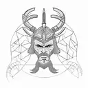 Design a minimalist tattoo showcasing a warrior from Elden Ring in a stunning landscape setting. tattoo design idea