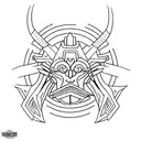 Design a minimalist tattoo showcasing a warrior from Elden Ring in a stunning landscape setting. tattoo design idea