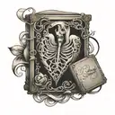 flowing zippered package with a broken heart inside and a signature at the bottom life.zip  tattoo design idea