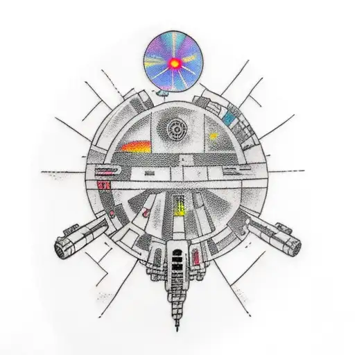 millennium falcon and light saber  tattoo design idea
